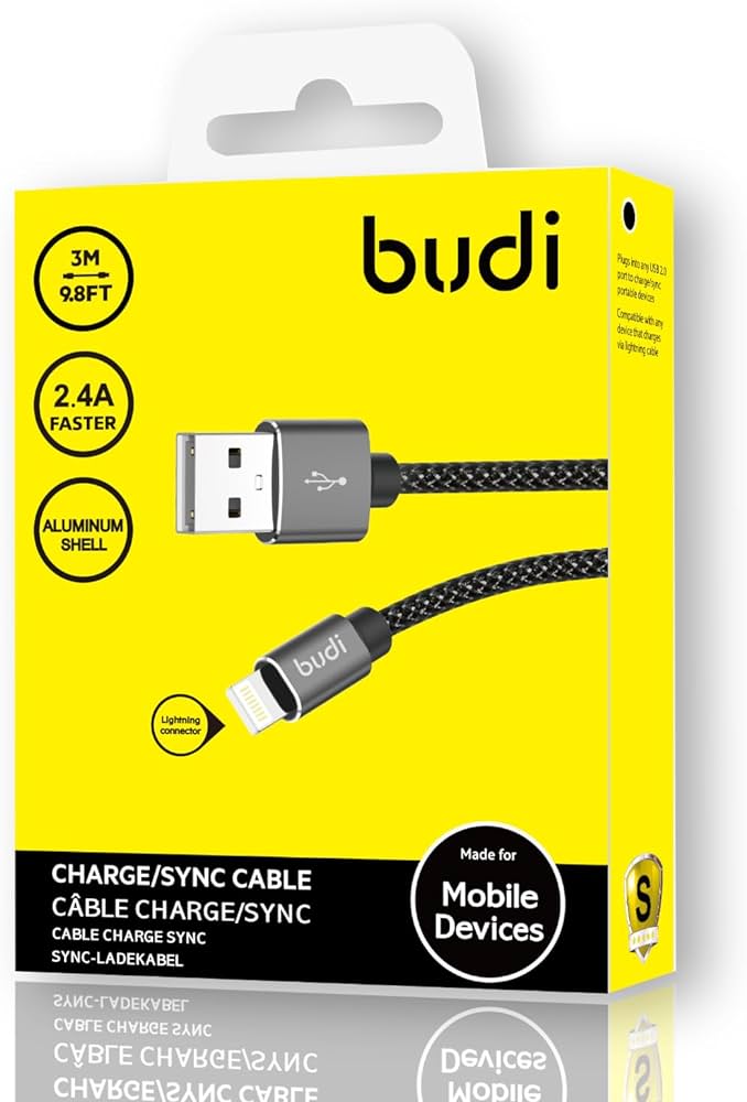 Budi Lightning Data Cable For Apple iPhone 3 Meter